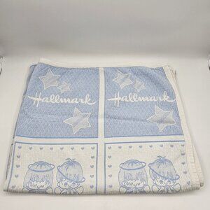 Hallmark Precious Moments Checkered Oversized Beach Towel Blue White 67 x 40 in